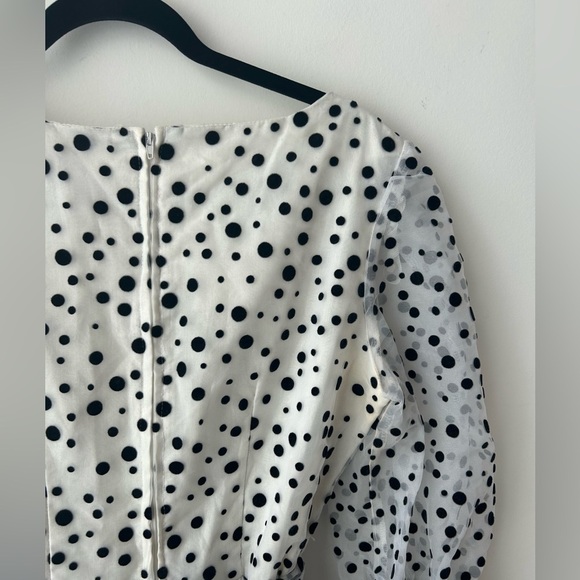 Black and White Sundress with Bishop Sleeves and Square Neck - Picture 12 of 14